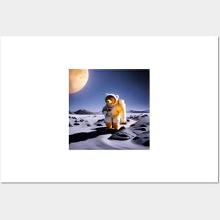 Teddy in a Space suit on the Moon Posters and Art